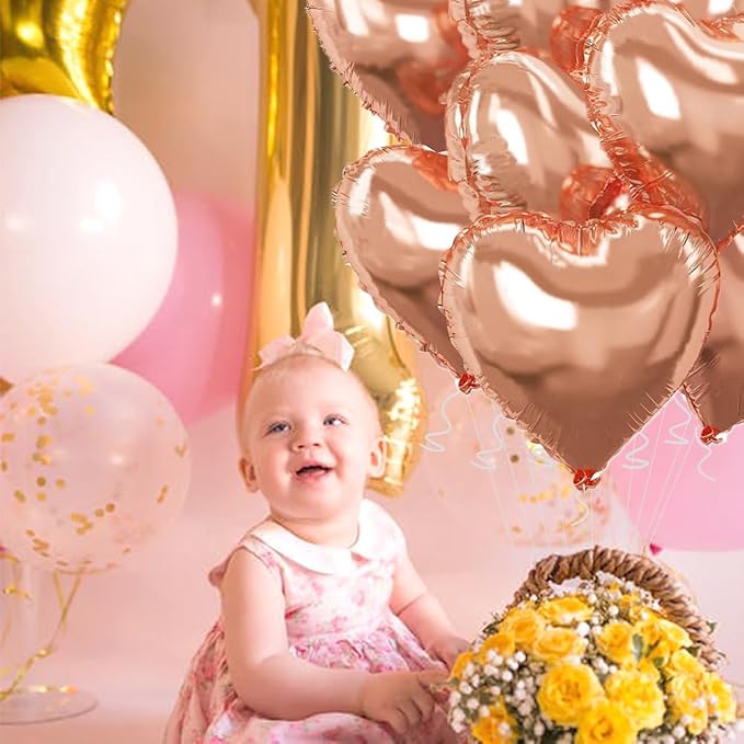 Rose Gold Heart Balloons，18 Inch Foil Mylar Love Heart Shaped Balloons - Image 6
