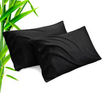 TELUS Black Pillow Cases Queen Size 2 Pack, Bamboo Rayon Cooling Pillowcases with Envelope Closure, Cool Breathable Pillow Case for Hot Sleepers & Night Sweats, 20x30 inches