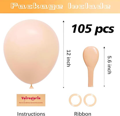 Voircoloria 105pcs Blush Party Latex Balloons, 12inch | - Image 2