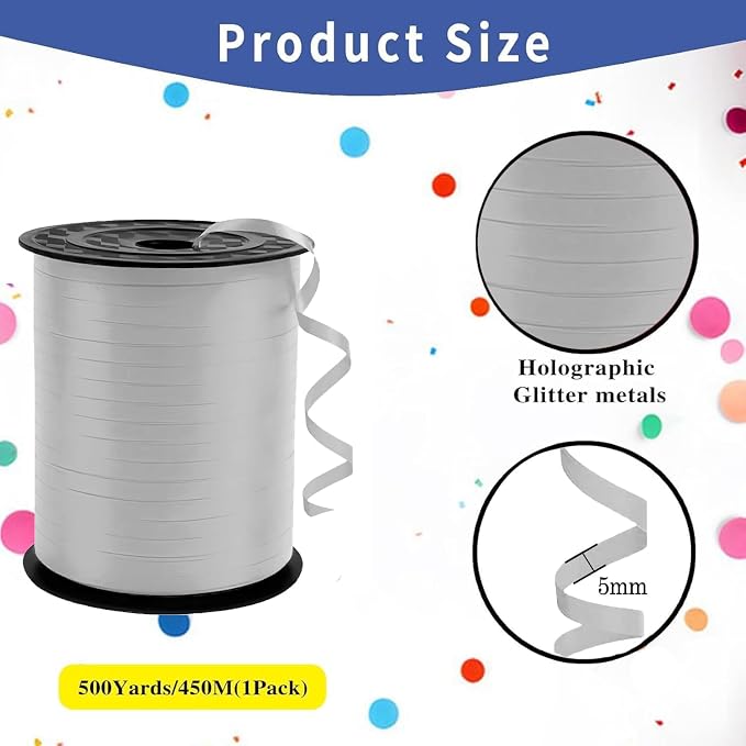 Premium Silver Curling Ribbon 500 Yards - Image 2