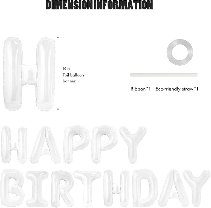 CANREVEL Happy Birthday Banner Decorations + Sign Balloons, - Image 2
