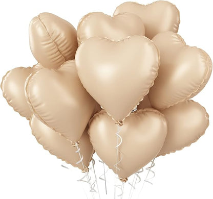 Retro Apricot Heart Balloons, 18inch Sand White Love Foil Balloons by BIAPIAN