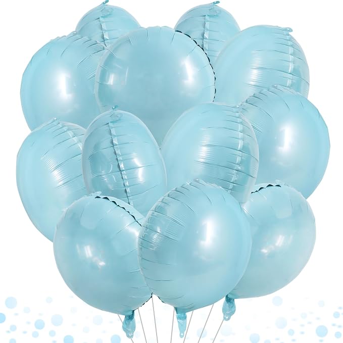 TONIFUL 30Pcs 18 Inch Large Light Blue Round Shape Foil Balloons Big Light Blue by TONIFUL