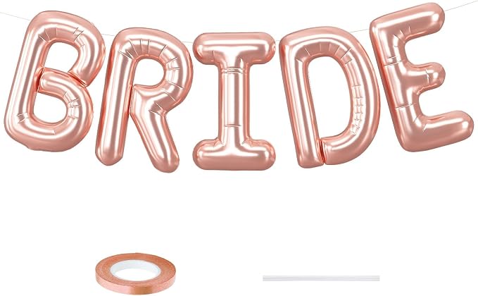 BRIDE Balloons Bachelorette Party Decorations, 16 Inch Rose Gold Bride Letter by Saxuxu