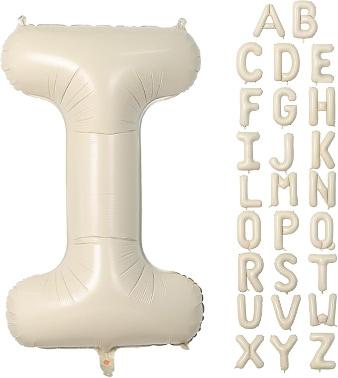 Cream I Letter Balloons, 40 Inch Letter I Balloon Beige, Helium Custom Letter by Dagelar