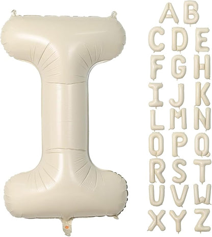 Cream I Letter Balloons, 40 Inch Letter I Balloon Beige, Helium Custom Letter by Dagelar