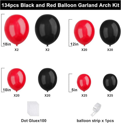 Red Black Balloons Garland Arch Kit, Anniversary, BBQ Casino, New Year Party - Image 2