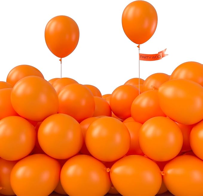 PartyWoo Orange Balloons 50pcs Orange Latex Helium Balloons 5 Inch | Birthday by PartyWoo
