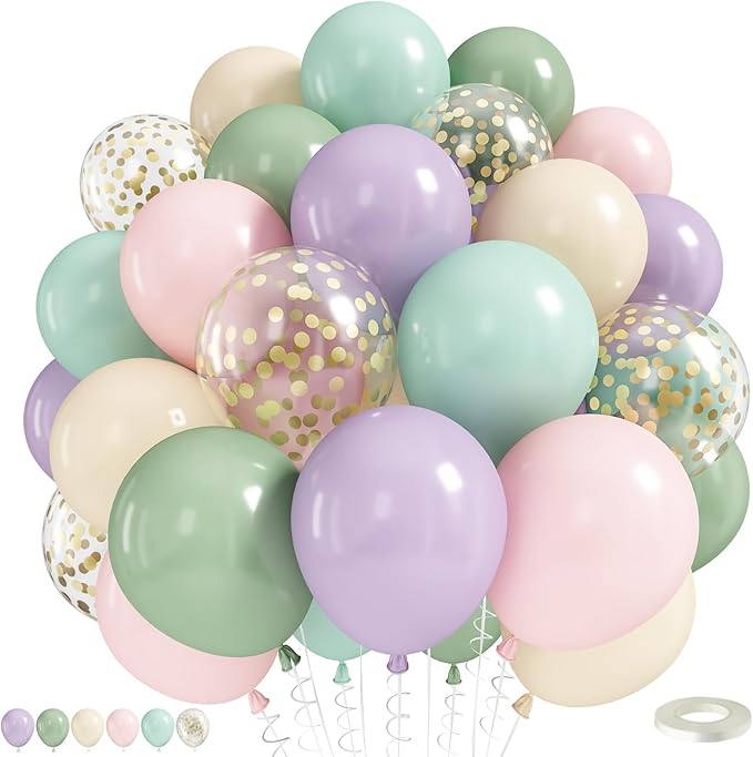 Dusty Green Purple Pink Balloons by Togvu