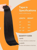 DOORES Tape in Extensions Human Hair Natural Black 24 Inch 20pcs 50g Human Hair Extensions Tape in Real Skin Weft Straight Natural Hair Extensions
