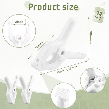 LemonRoad 24 Pcs 4" Clips for Balloon Arch White Heavy Duty 2" Opening Spring - Image 2