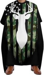 Soft Professional Hair Cutting Cape with Adjustable Closure Barber Cape Deer Camo Camouflage American Flag Hunting Black
