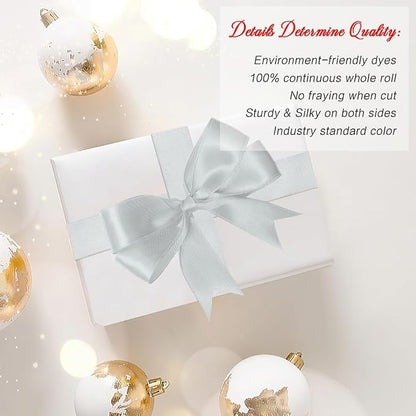 Silver Satin Ribbon For Gift Wrapping1 Inch 25 Yards Easter Ribbons For Crafts - Image 4