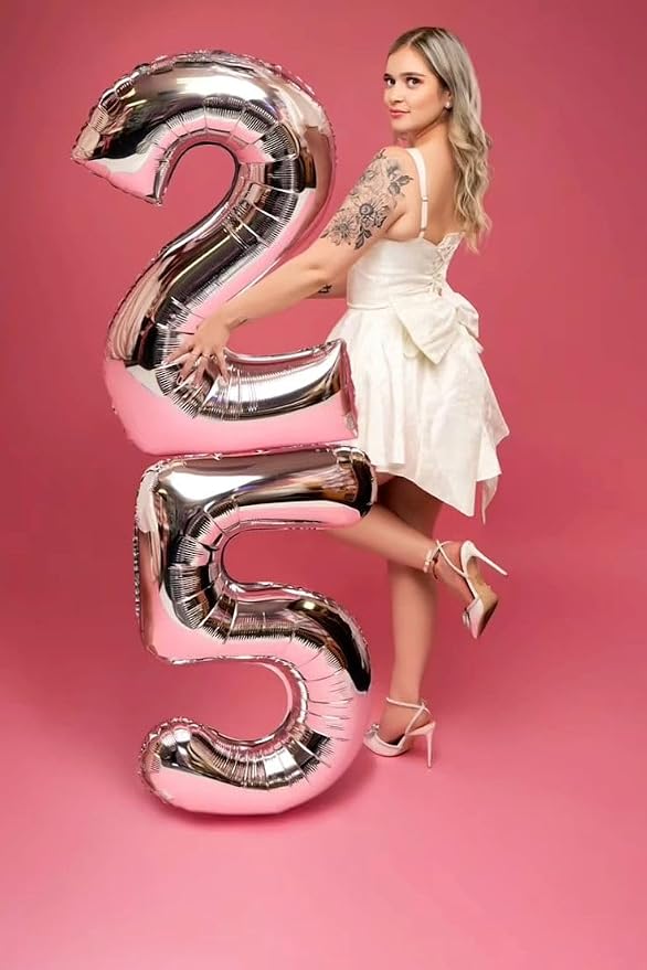 Number Balloons 40 Inch Silver 4 Balloon - Image 2