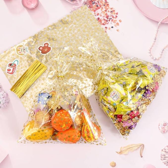 COQOFA 9"X 12" Gift Wrap Cello Cellophane Treat Bags Party Favor bags Clear - Image 4