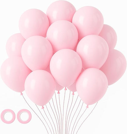 Voircoloria 105pcs Light Pink Pastel Pink Party Latex Balloons, 12inch | by Voircoloria