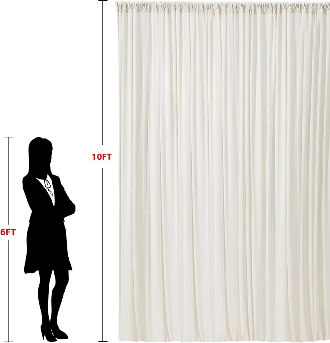 20x10ft Wrinkle Free Ivory Backdrop Curtain - Image 9