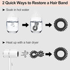 JessLab Spiral Hair Ties, 20 Pcs Traceless Phone Cord Hair Ties No Crease Spiral Bracelet Plastic Coil Ponytail Holders No-Damage Headband Hair Accessory for Girls Women Ladies Gift, Black