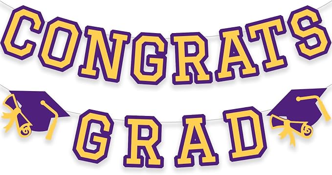 Congrats Grad Banner Graduation Party Banner Decoration Hanging Garland High by Unknown