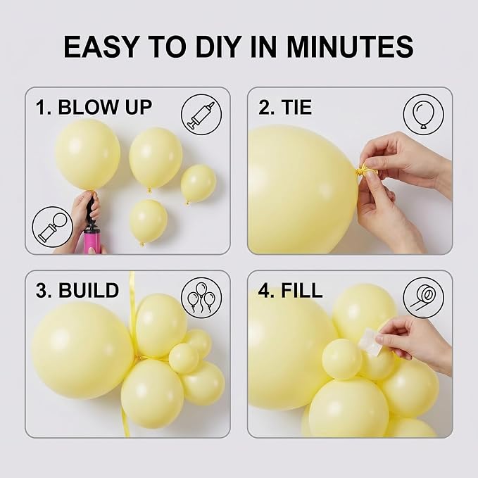 102pcs Pastel Yellow Balloons Garland Arch Kit, 18 12 10 5 Inch Balloons | - Image 3