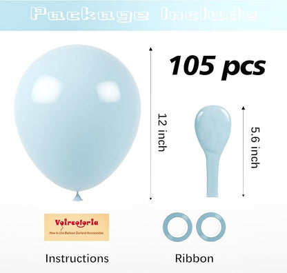 Voircoloria 105pcs Pale Aqua Party Latex Balloons, 12inch | - Image 2