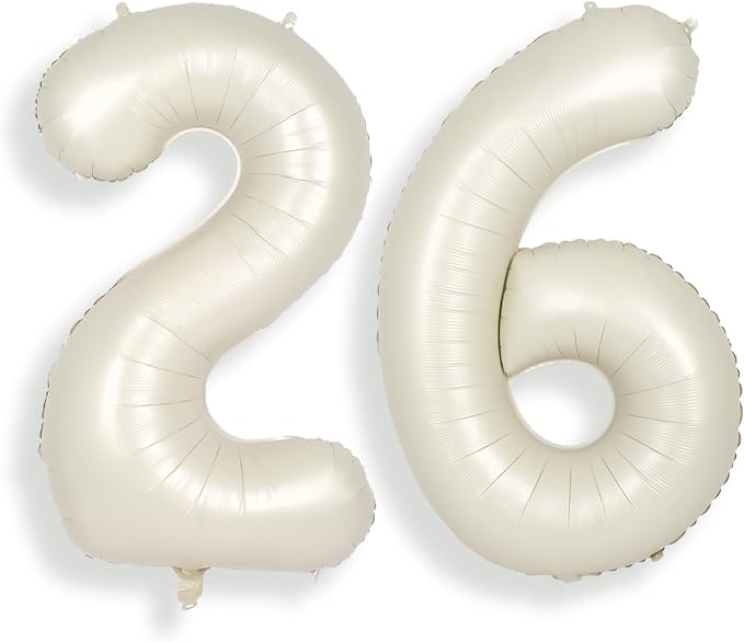 SUWEN 40 Inch Cream White Large 26 Balloon Numbers Big Foil Helium 0-9 | Jumbo by SUWEN