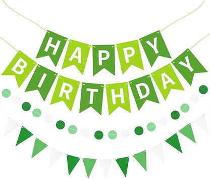 Green Happy Birthday Banner, Happy Birthday Decorations Hanging Birthday Sign by Unknown