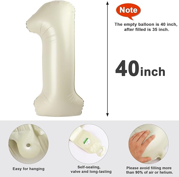 Number 20 Balloons 40 Inch for 20 2026 Birthday Party Decorations, Cream | - Image 5