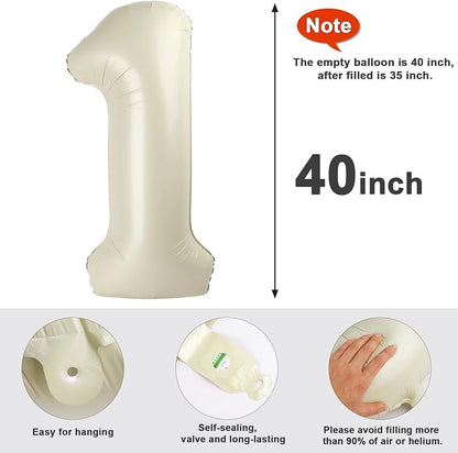 Number 17 Balloons 40 Inch for 17 71 Birthday Party Decoration, Cream White | - Image 5