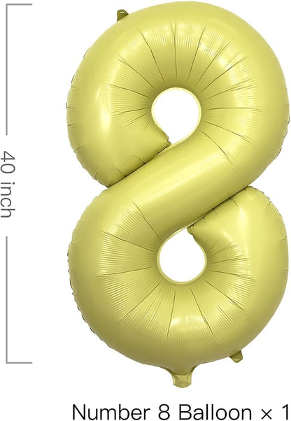 Pastel Yellow Number 8 Balloon 40 Inch Light Yellow Foil Number Balloons 8th - Image 2