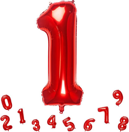 32 Inch Red Number 1 Balloons Foil Ballon Digital Birthday Party Decoration by MEIDUOCO