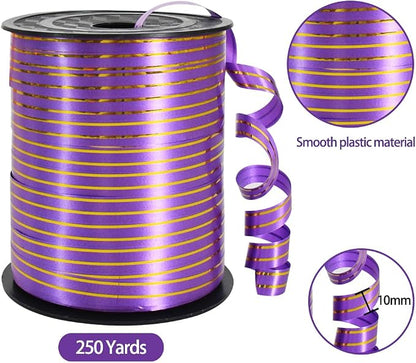 TONIFUL Curling Ribbon-Purple Gold Balloon Curling Ribbons-250 Yards Balloon - Image 2