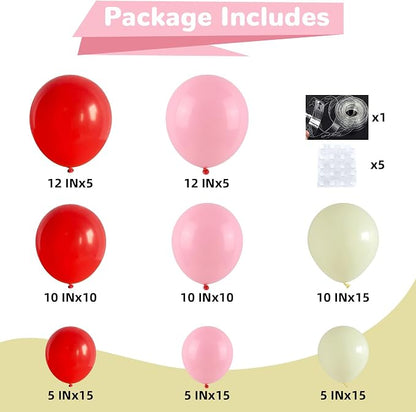 HILAVO Pink and Red Balloon Arch Kit Cherry Balloon Garland 91Pcs Red Baby Pink - Image 2