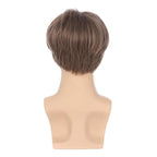 Kaneles Mens Brown Wig Short Straight Men Wigs Synthetic Wig Realistic Natural Middle Part Wigs for Men (Brown)