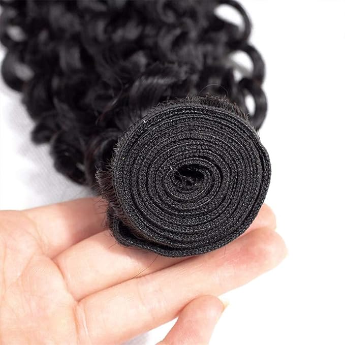 Human Hair Bundles Color 1B Kinky Curly Bundles 12 14 16 Inch Niegmeag Peruvian Virgin Remy Hair Extensions Double Weft Soft and Silky Natural Black Kinky Curly Bundle Hair Weave