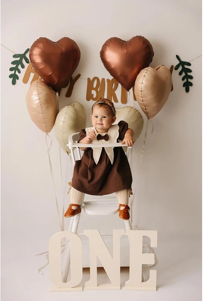 Sand White Brown Heart Balloons, 18Inch Boho Cream Nude Neutral Helium Balloon - Image 6