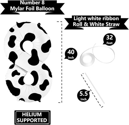 40 Inch Cow Print Balloon, Number 8 balloons Cow Balloons - Image 3