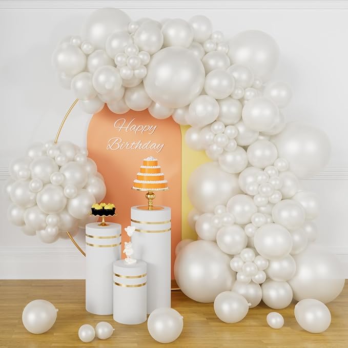 Pearl White Balloons Different Sizes 5 10 12 18 Inch, Royal White Latex Balloons by KUULBELAballoons