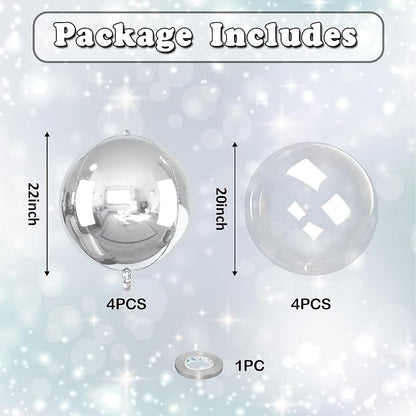 8 Pcs Bobo Balloons and Silver Round Foil Balloons 22 In Bubble Clear Balloon - Image 2