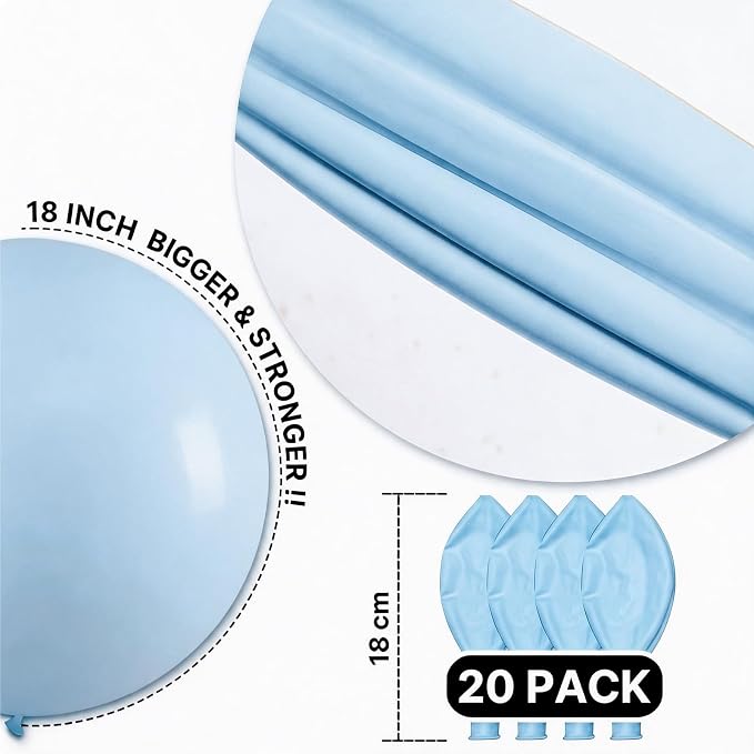 PartyWoo Baby Blue Balloons 20pcs Light Pastel Sky Aqua Blue Color | 18 Inch - Image 6