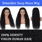 34 Inch Deep Wave Human Hair Lace Front Wig - 13x6 HD Lace Frontal, 200 Density, Pre-Plucked With Baby Hair