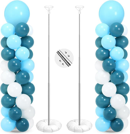 Jenaai 2 Sets 163 Pcs Turquoise Teal Balloons Column Stand Kit Teal Balloons by Jenaai
