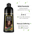Chestnut Brown Hair Dye Shampoo 3 in 1, Instant Hair Color Shampoo for Men & Women, Herbal Brown Hair Shampoo Colors Hair in Minutes 17.6 FL OZ