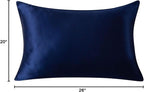 SLPBABY 100% Natural Pure Silk Pillowcase for Hair and Skin, Both Side 19 Momme Silk, Luxury Smooth Satin Pillowcase Cover with Hidden Zipper (Standard(20''x26''), Navy Blue)