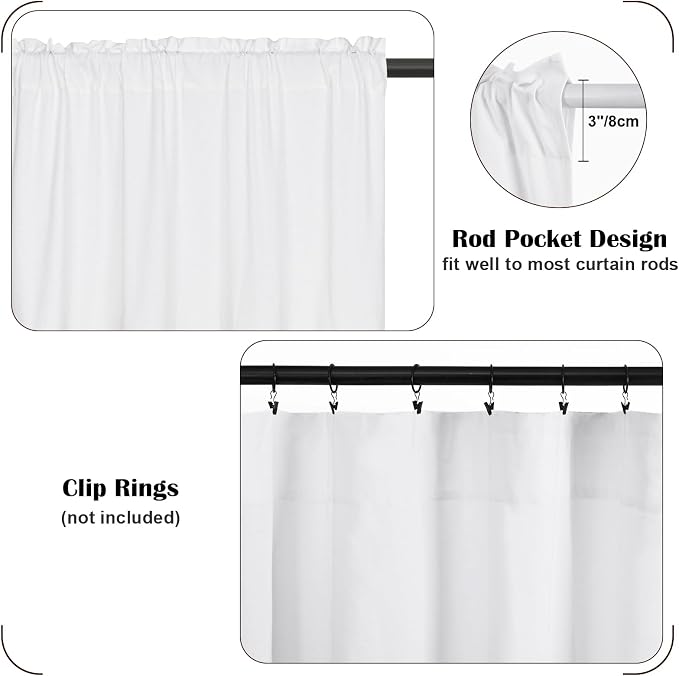 Farmhouse Valance Curtains, Boho Cotton Linen Kitchen Valance, Rustic Button - Image 7