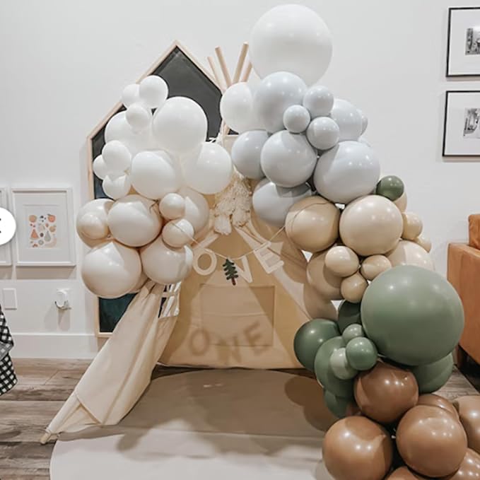Sage Green Blue Brown Balloons - Image 2