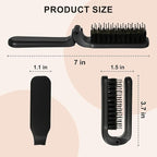 Folding Travel Hair Brush - Mini Boar Bristle Hairbrush Women, Men & Kids, Portable Pocket Purse Brush for Thick Thin Wet Dry Hair Restore Shine, Black