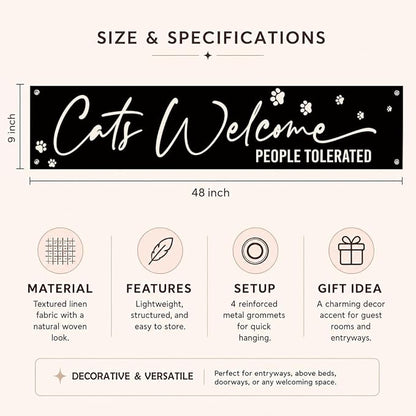 Cat Welcome Banner Decor for Home, Cute Paw Print Hanging Wall Decoration for - Image 6