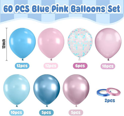 Paready Pastel Blue and Pink Balloons Set, 12 Inch Pastel Confetti Balloons - Image 3