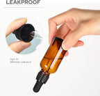 1 oz Amber Glass Dropper Bottles,4 Pack 30ml Empty Reusable Leak Proof Thick Tincture Bottles for Essential Oils,Hair Oil,Liquids,Laboratory,Pharmacist Bottle,Massage,Perfumery Aromatherapy